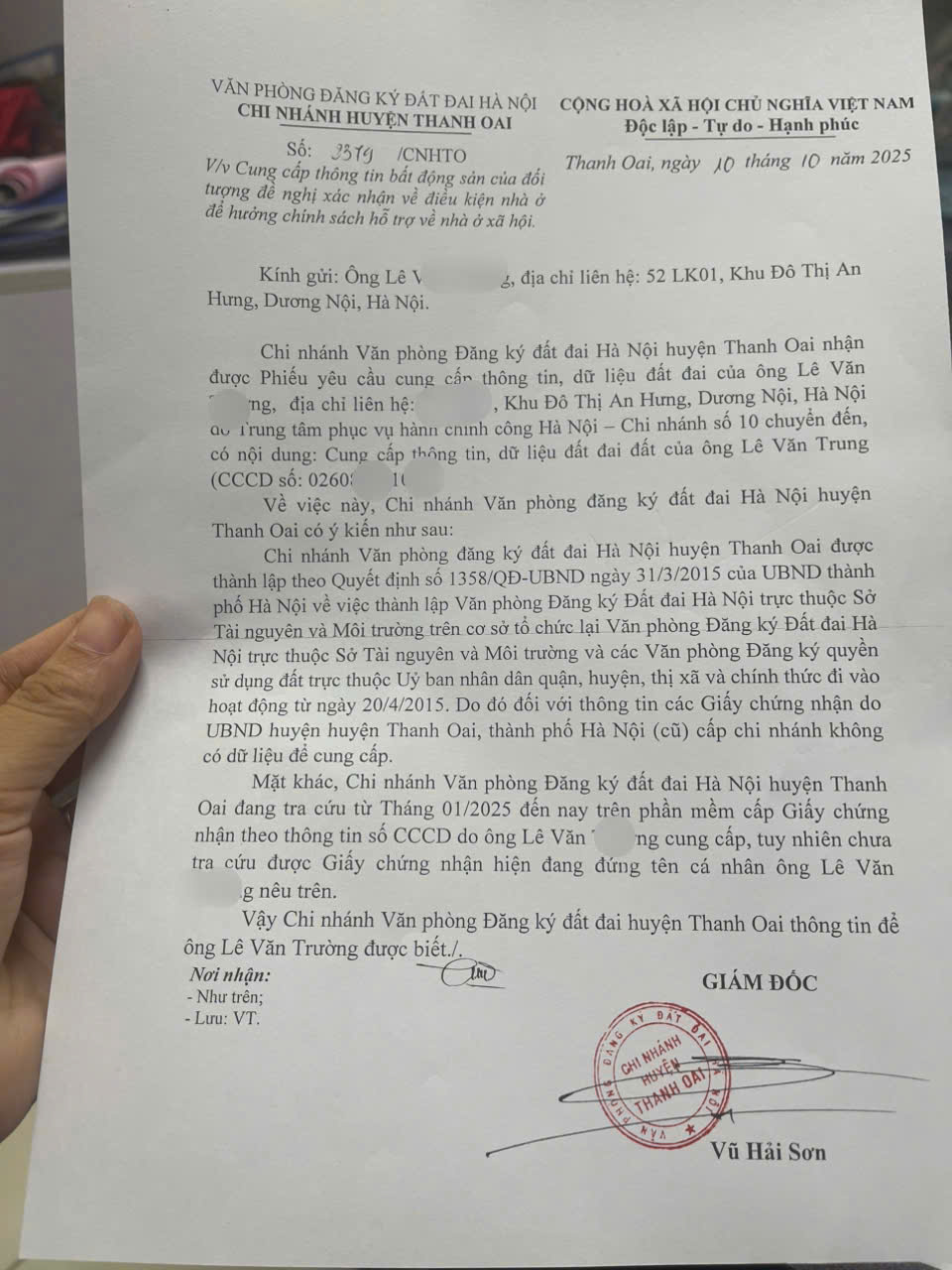 giấy xác nhận chưa có nhà ở thanh hà xin tại vpdkdd thanh oai