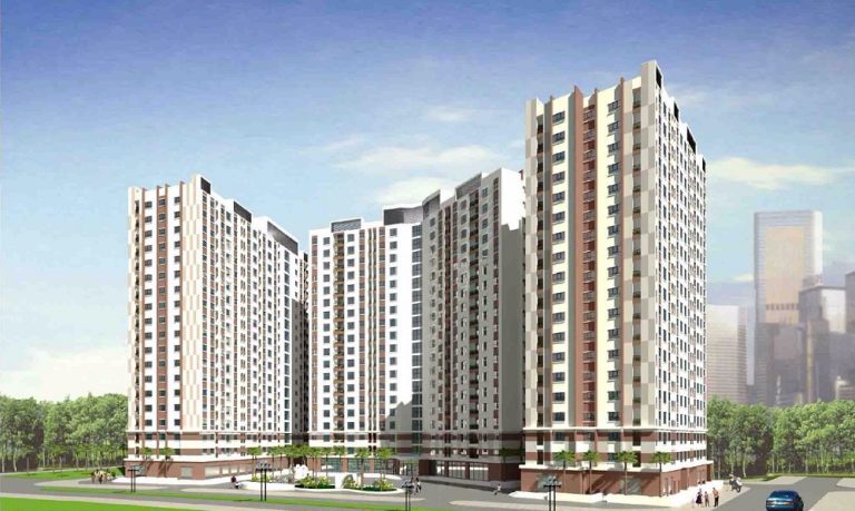 oàn cảnh chung cư B1.3 HH03 Thanh Hà nhìn từ trên cao.