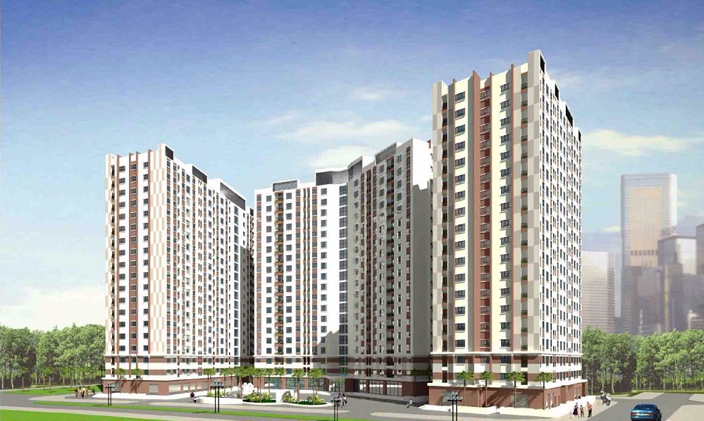 oàn cảnh chung cư B1.3 HH03 Thanh Hà nhìn từ trên cao.