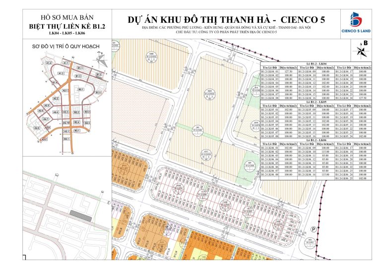 sơ đồ mặt bằng liền kề b1.2 thanh hà