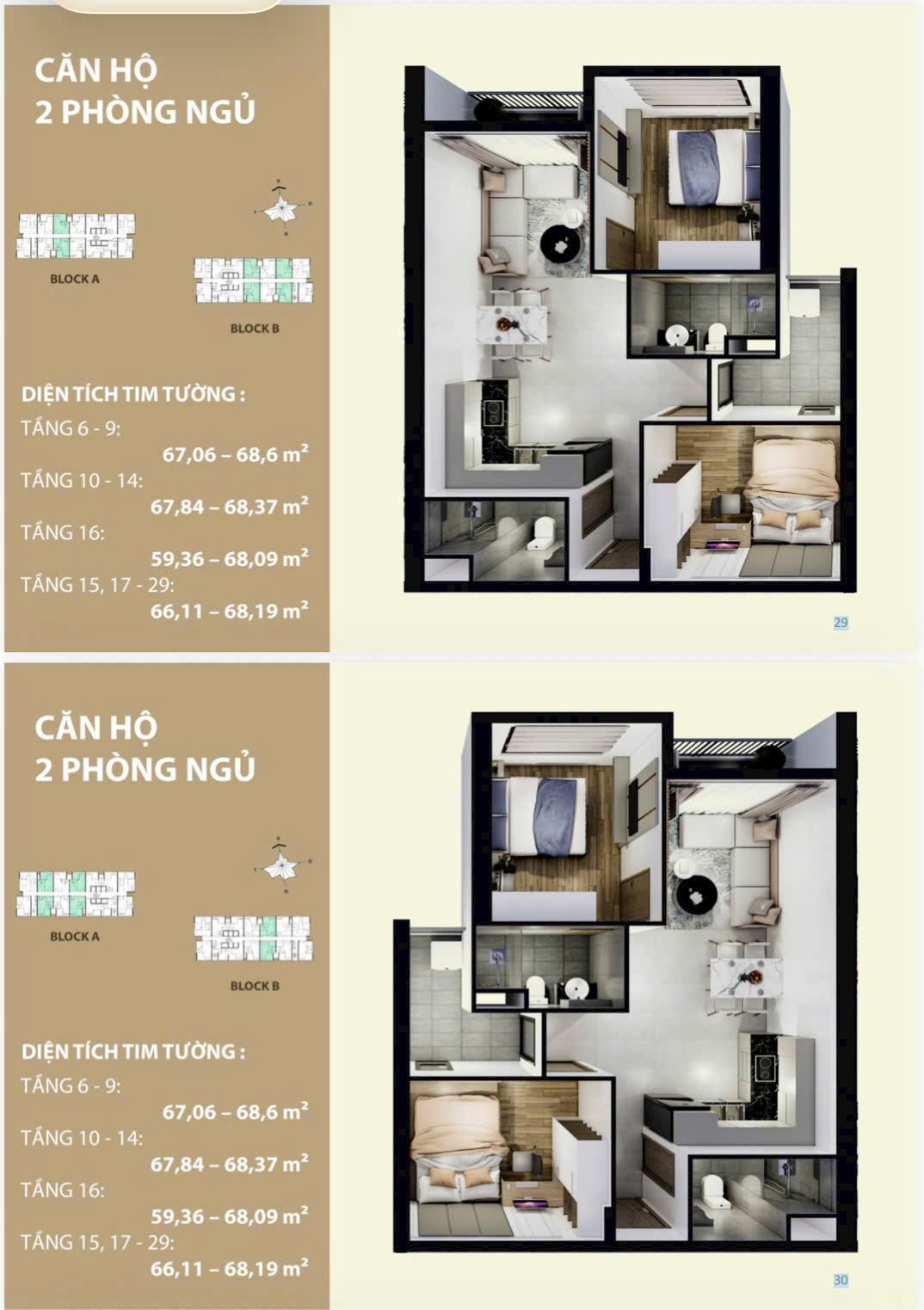 thiết kế căn hộ 2 phòng ngủ chung cư thành phố xanh phú hữu mường thanh
