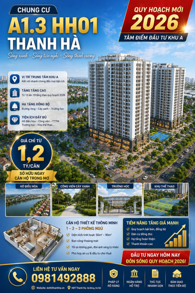 Phối cảnh tổng thể khu chung cư a1.3 hh01 Thanh Hà