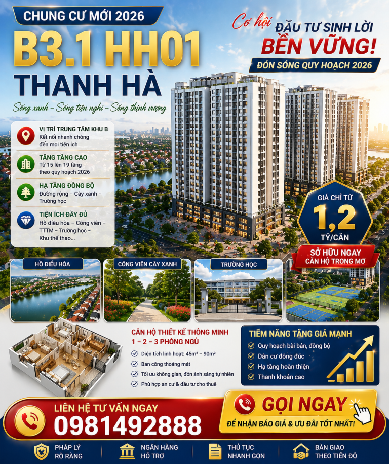 phối cảnh 3D chung cư B3.1 HH01 Thanh Hà