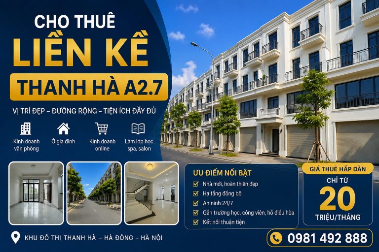 cho thuê liền kề thanh hà a2.7
