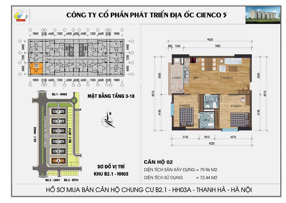 thiết kế căn hộ chung cư Thanh Hà B2.1 HH03 CĂN 02