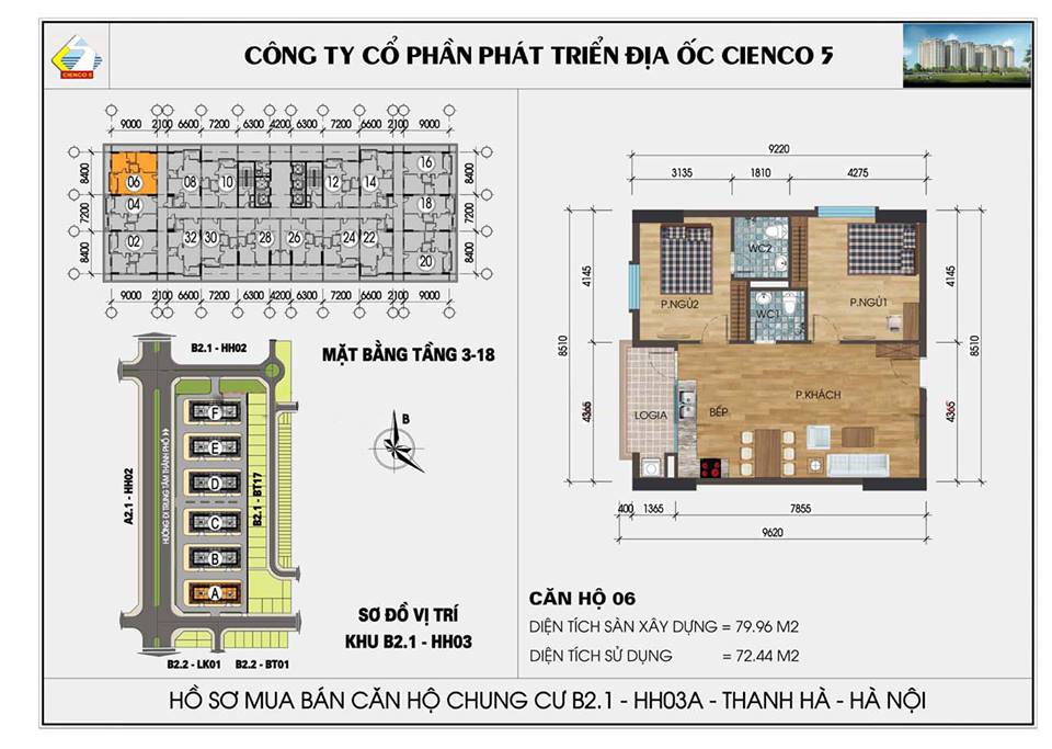 thiết kế căn hộ chung cư Thanh Hà B2.1 HH03 CĂN 06