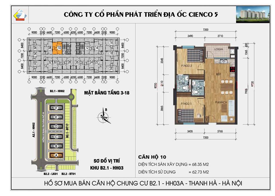 thiết kế căn hộ chung cư Thanh Hà B2.1 HH03 CĂN 10