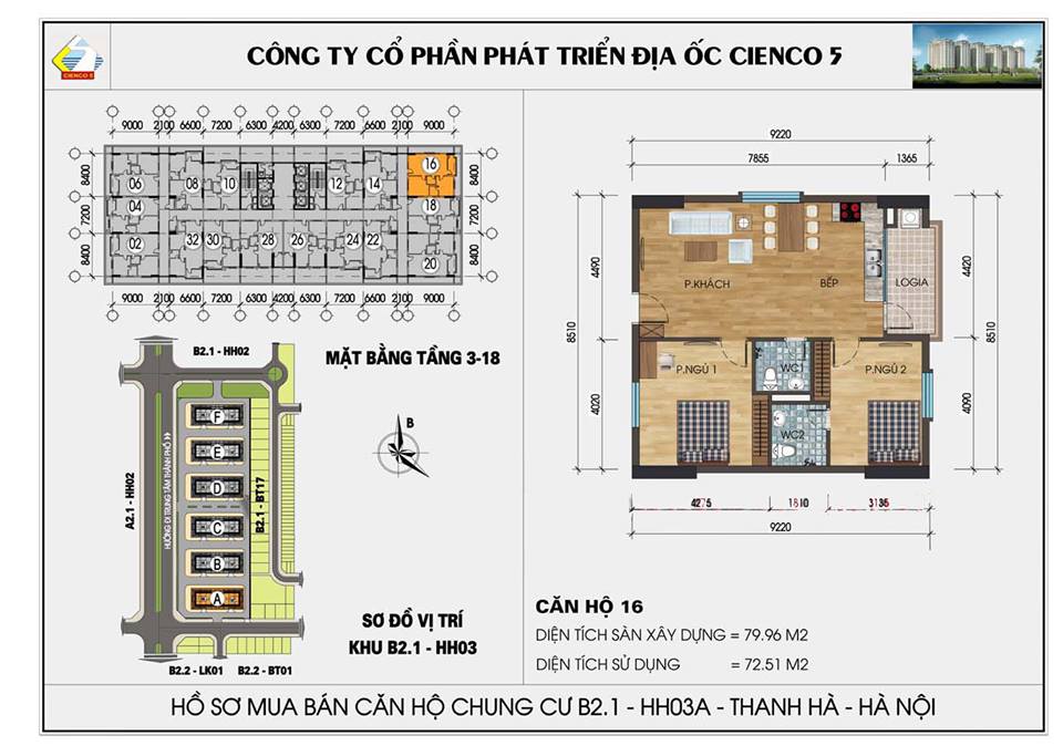 thiết kế căn hộ chung cư Thanh Hà B2.1 HH03 CĂN 16