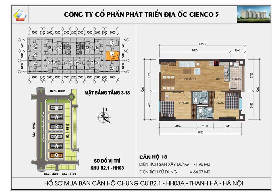 thiết kế căn hộ chung cư Thanh Hà B2.1 HH03 CĂN 18