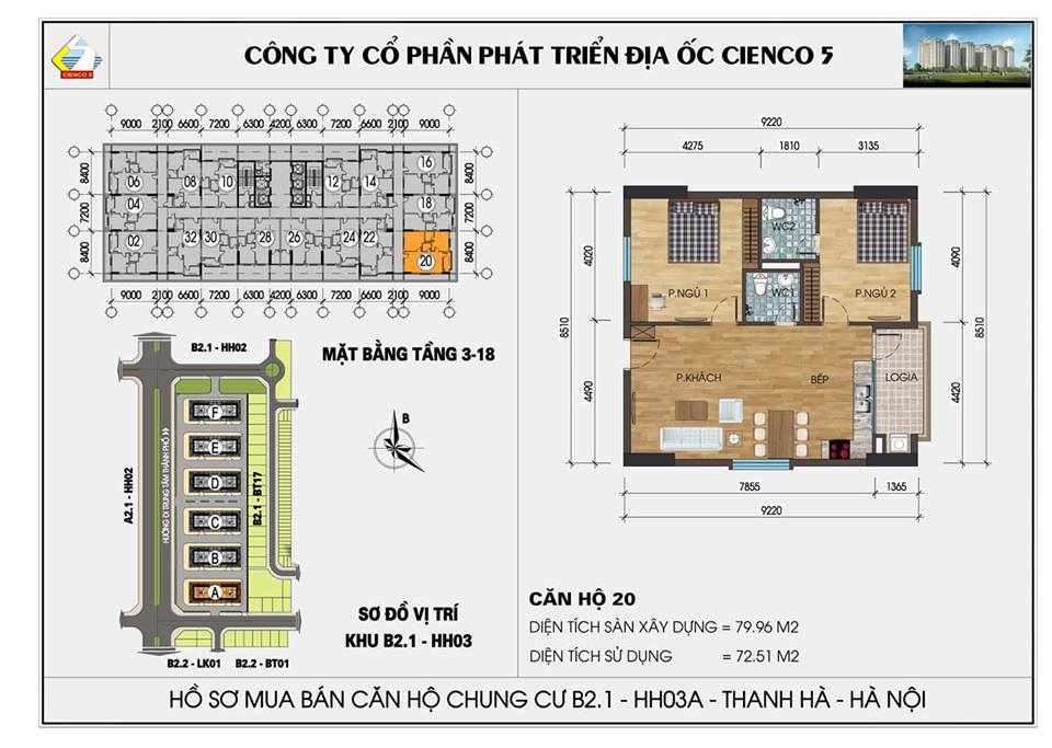 thiết kế căn hộ chung cư Thanh Hà B2.1 HH03 CĂN 20