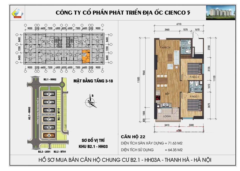 thiết kế căn hộ chung cư Thanh Hà B2.1 HH03 CĂN 22