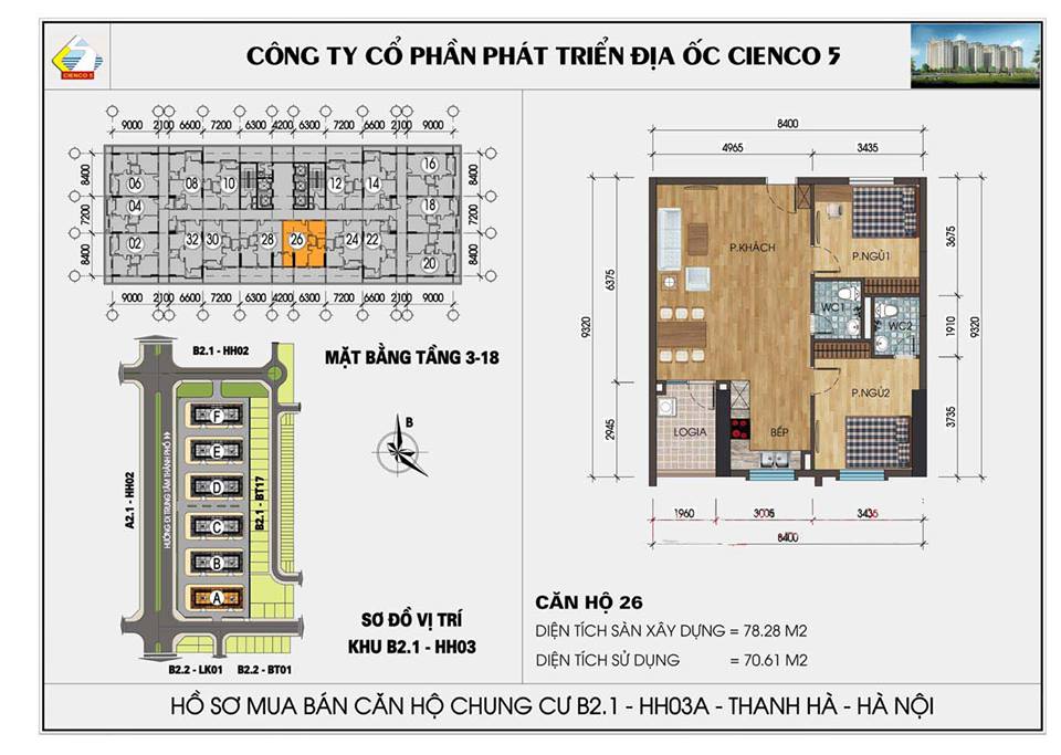 thiết kế căn hộ chung cư Thanh Hà B2.1 HH03 CĂN 26