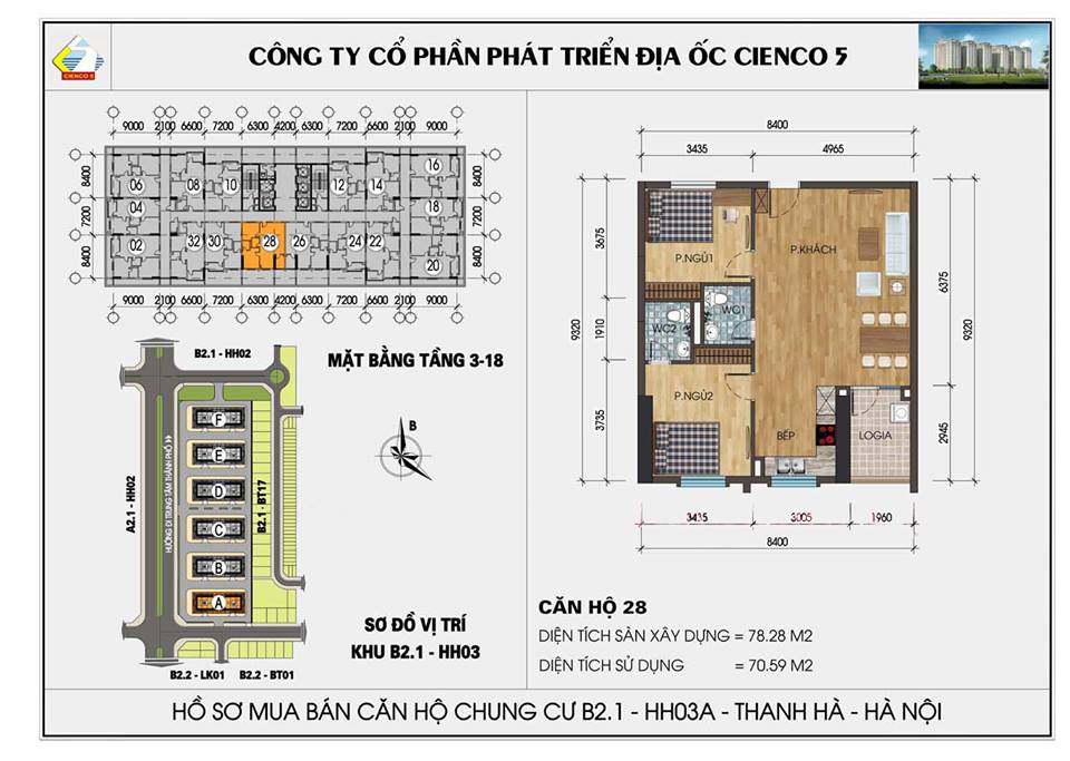 thiết kế căn hộ chung cư Thanh Hà B2.1 HH03 CĂN 28