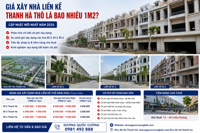Giá xây nhà liền kề thanh hà cienco 5
