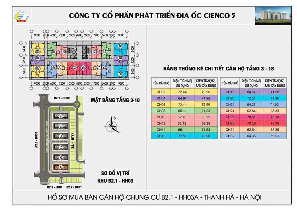 Mặt bằng điển hình thiết kế căn hộ chung cư Thanh Hà B2.1 HH03 
