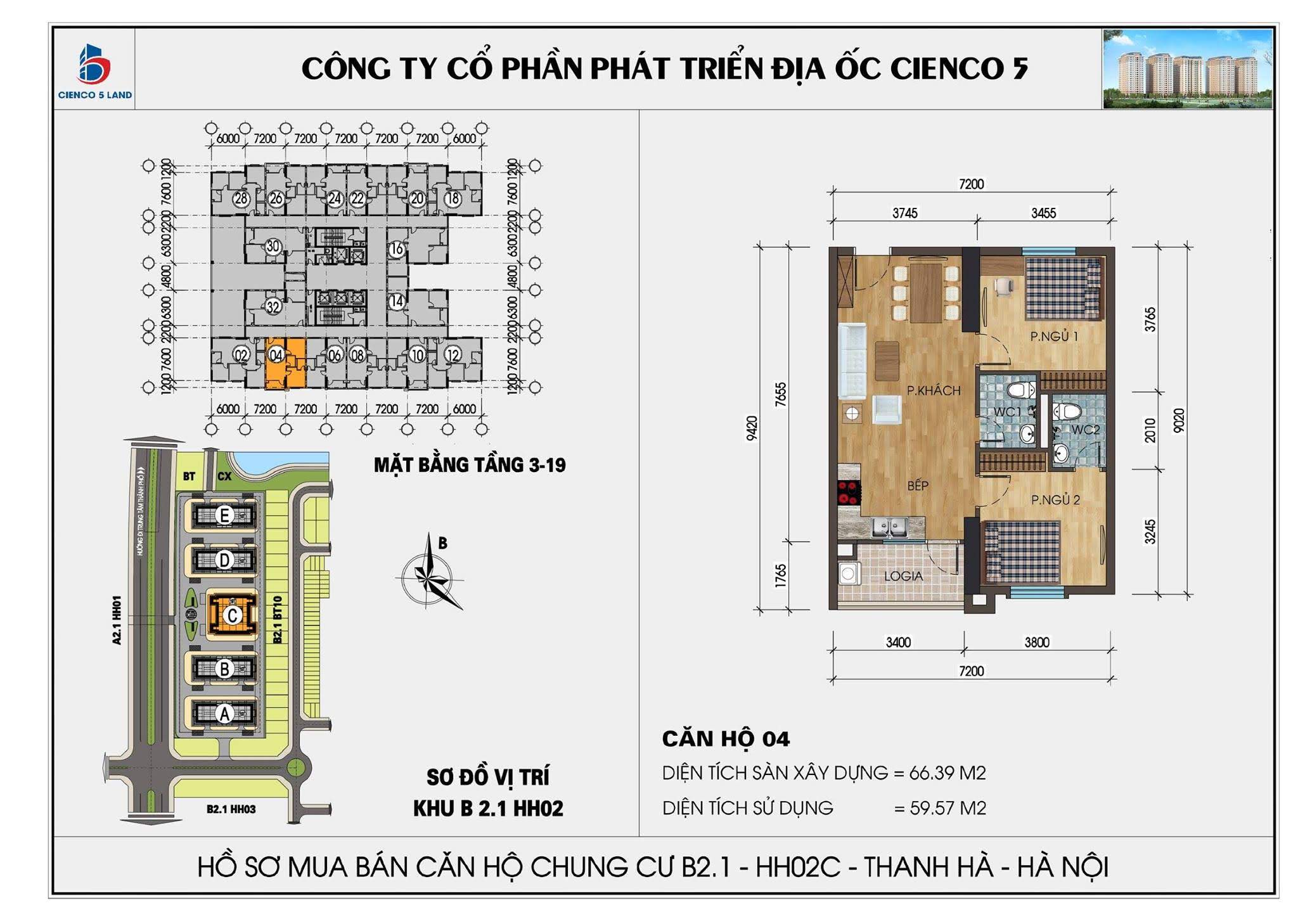thiết kế căn hộ 04 chung cư b2.1 hh02c thanh hà