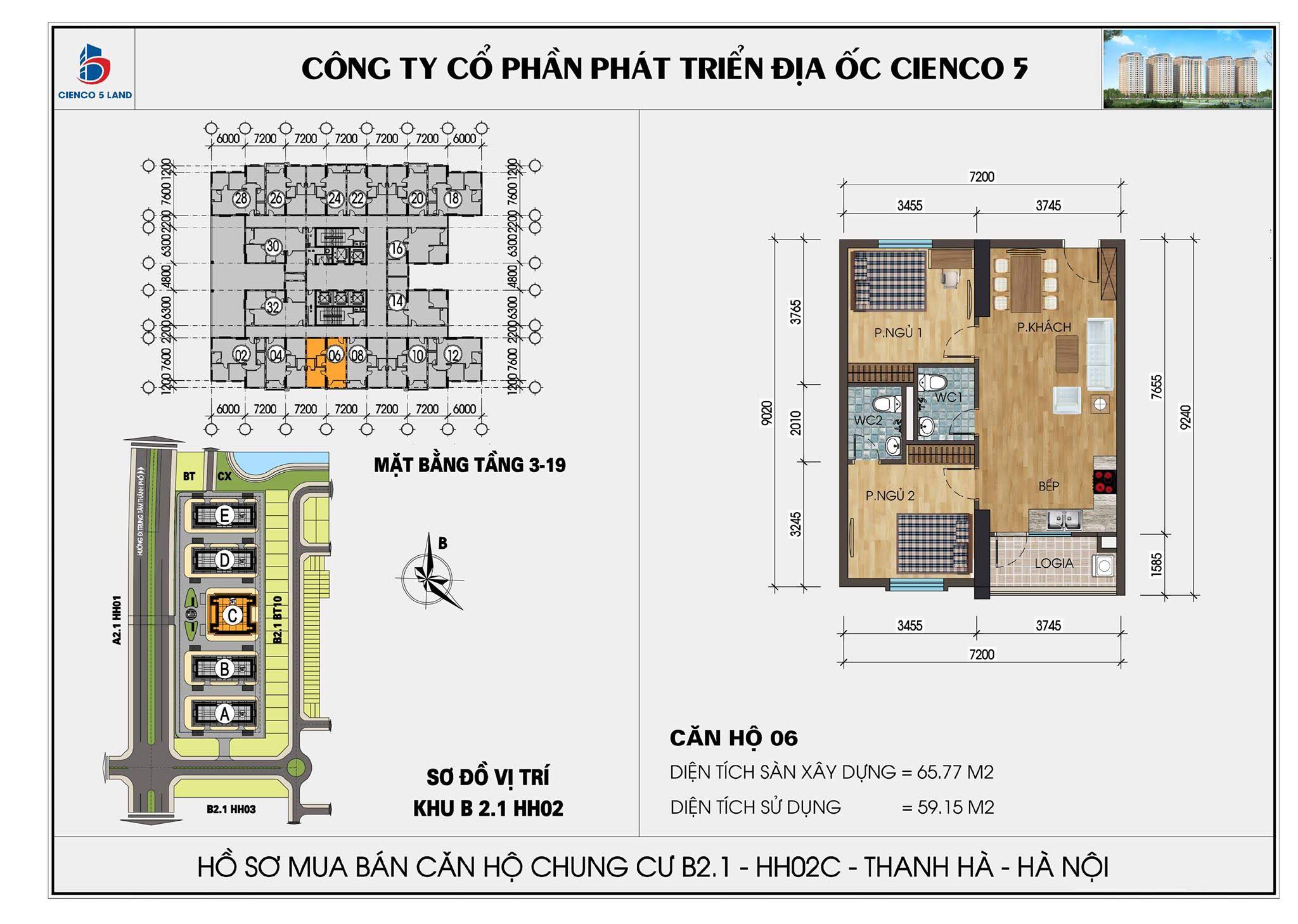 thiết kế căn hộ 06 chung cư b2.1 hh02c thanh hà
