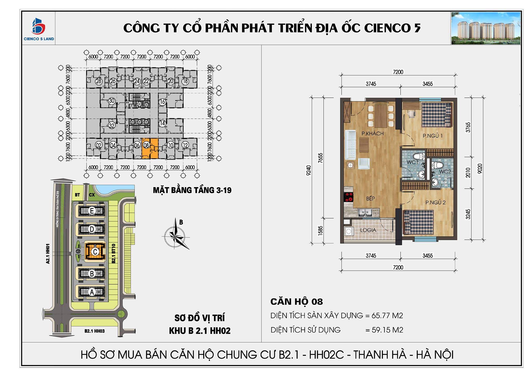 thiết kế căn hộ 08 chung cư b2.1 hh02c thanh hà