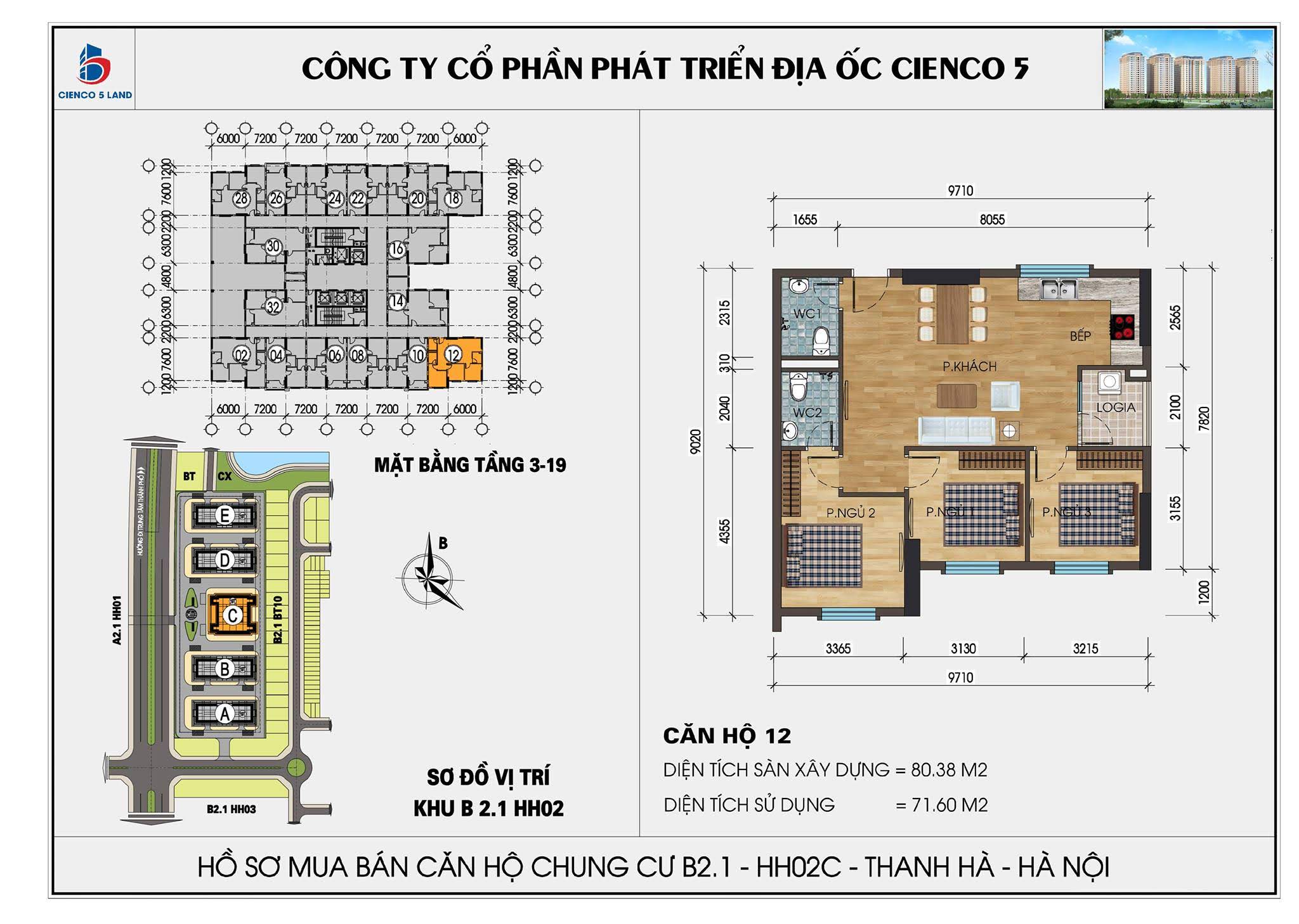 thiết kế căn hộ 12 chung cư b2.1 hh02c thanh hà