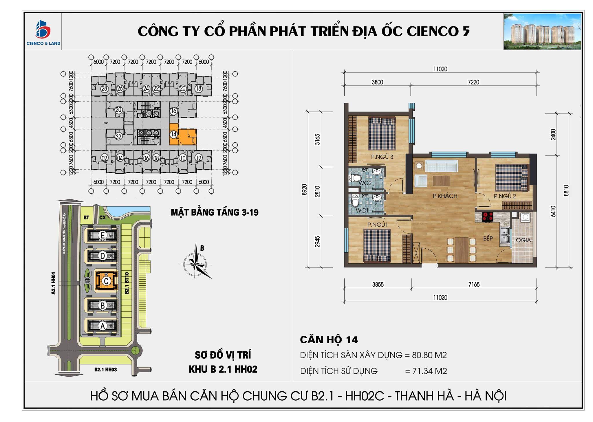 thiết kế căn hộ 14 chung cư b2.1 hh02c thanh hà