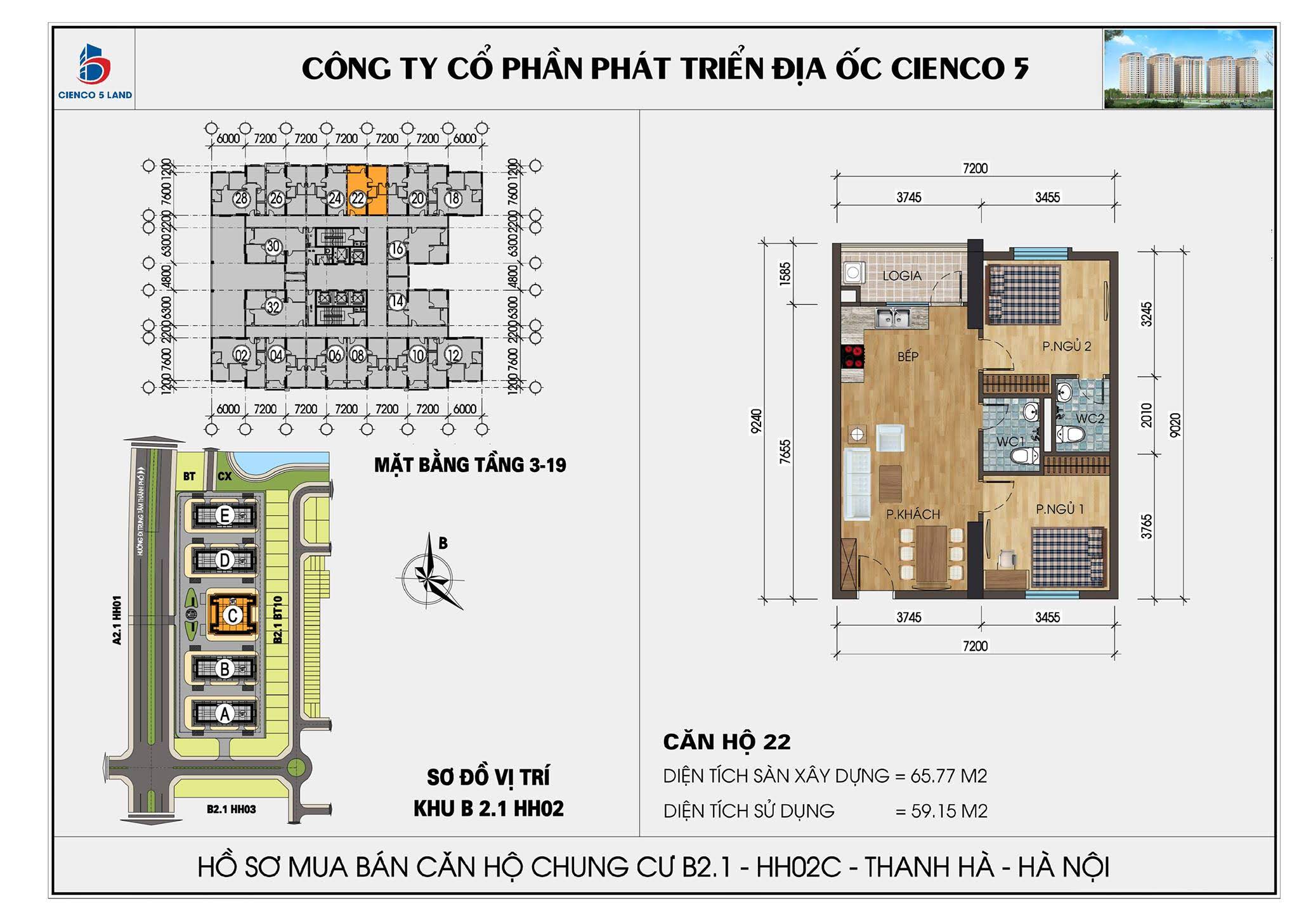 thiết kế căn hộ 22 chung cư b2.1 hh02c thanh hà