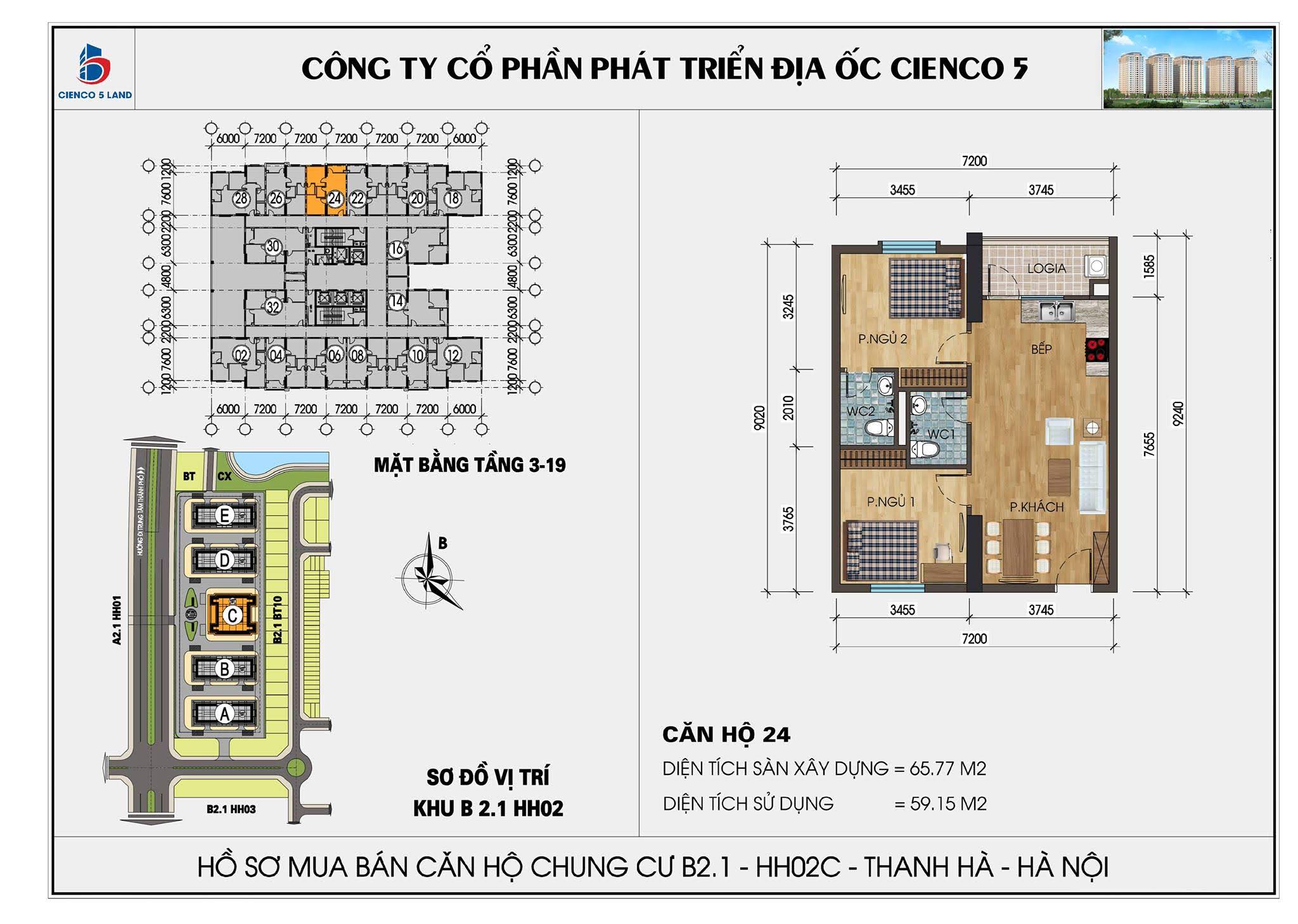 thiết kế căn hộ 24 chung cư b2.1 hh02c thanh hà