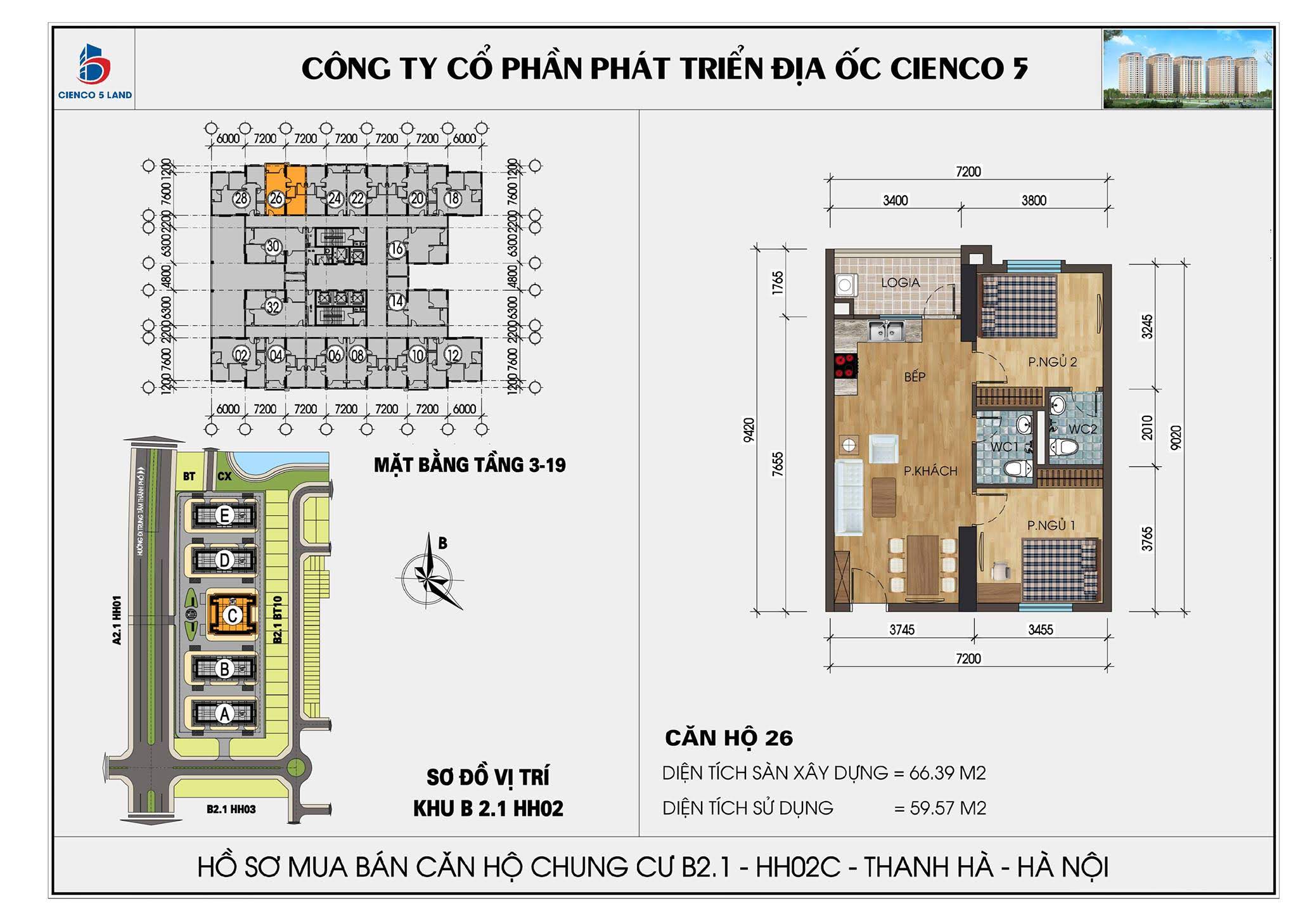 thiết kế căn hộ 26 chung cư b2.1 hh02c thanh hà
