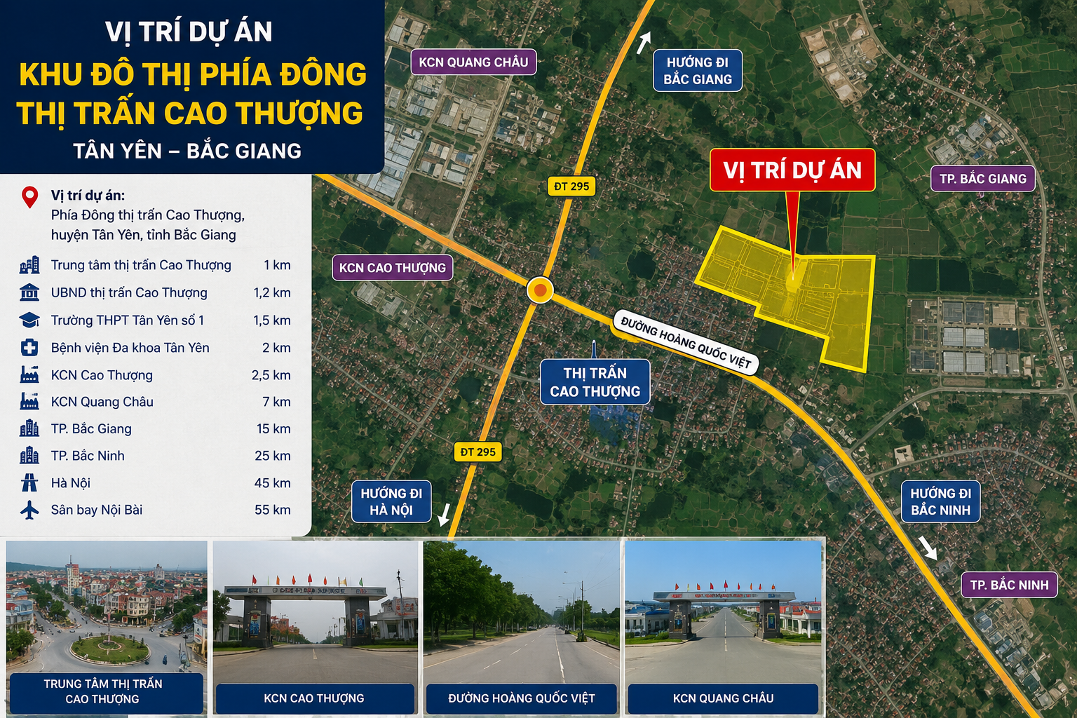 Vị trí dự án khu đô thị phía Đông Cao Thượng