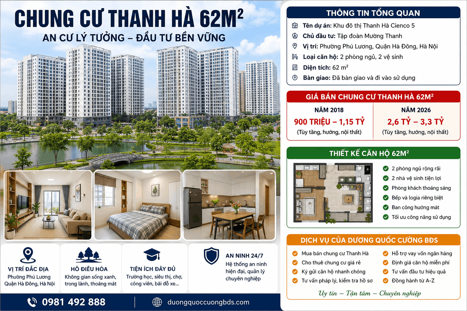 Chung cư Thanh Hà 62m² giá rẻ hà đông