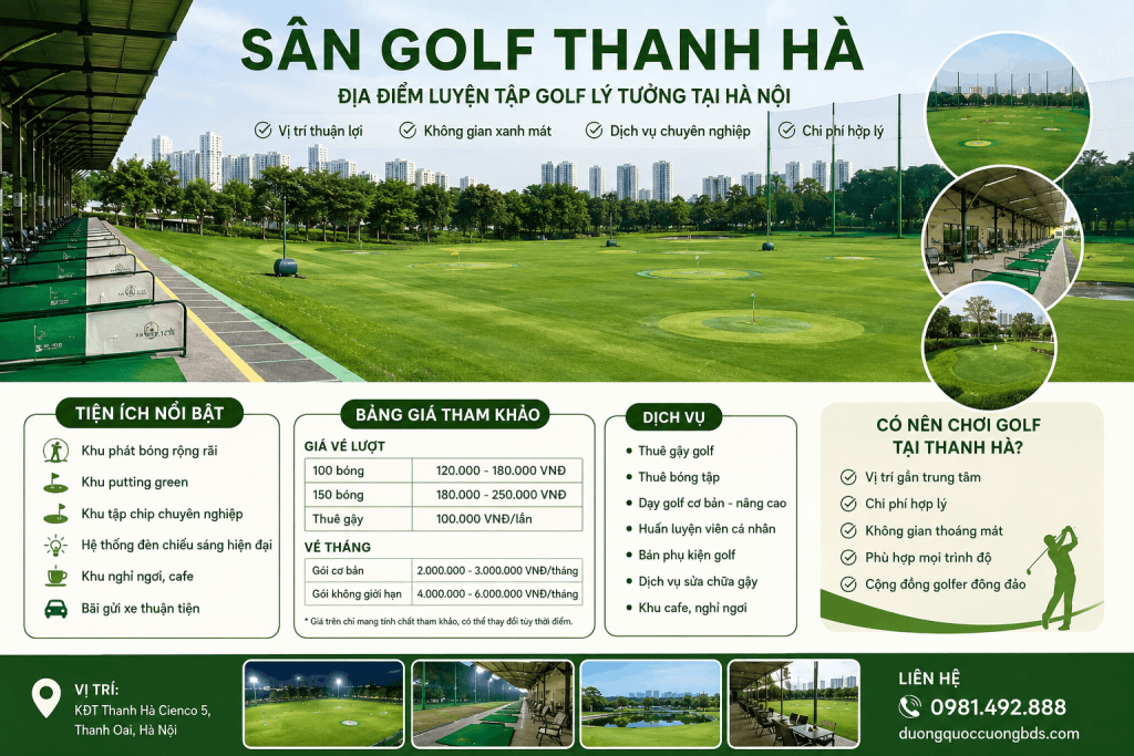 Sân Golf Thanh Hà Hà Nội với không gian xanh hiện đại và hệ thống tiện ích cao cấp tại khu đô thị Thanh Hà Cienco 5
