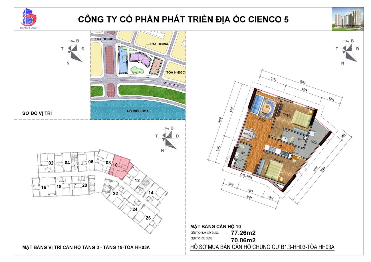 sơ đồ mặt bằng căn 10 chung cư B1.3 HH03A Thanh Hà