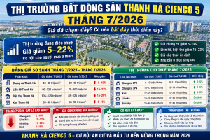 Thị trường bất động sản Thanh Hà Cienco 5 tháng 7/2026 đang bước vào giai đoạn điều chỉnh với mặt bằng giá bán giảm từ 5–22% tùy phân khúc, trong khi thị trường cho thuê vẫn duy trì ổn định. Bài viết phân tích chi tiết diễn biến của thị trường bất động sản Hà Nội và Thanh Hà, cập nhật bảng giá mua bán, cho thuê mới nhất, đánh giá mức cắt lỗ thực tế và cơ hội dành cho người mua ở thực cũng như nhà đầu tư dài hạn.