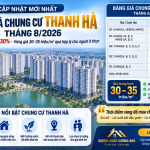 Bảng giá chung cư Thanh Hà tháng 8/2026 cập nhật giá căn hộ B1.4 HH01, B1.4 HH02, B2.1 HH02, B2.1 HH03, B1.3 HH03 và M1A, M1B, M1C. Mặt bằng giá tham khảo khoảng 30–35 triệu đồng/m², tổng giá căn hộ từ khoảng 2–3,6 tỷ đồng tùy diện tích, số phòng ngủ, tầng và vị trí.