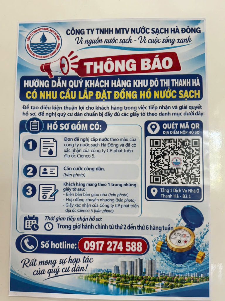 Liền kề biệt thự Thanh Hà chuẩn bị bàn giao đăng ký nước sạch