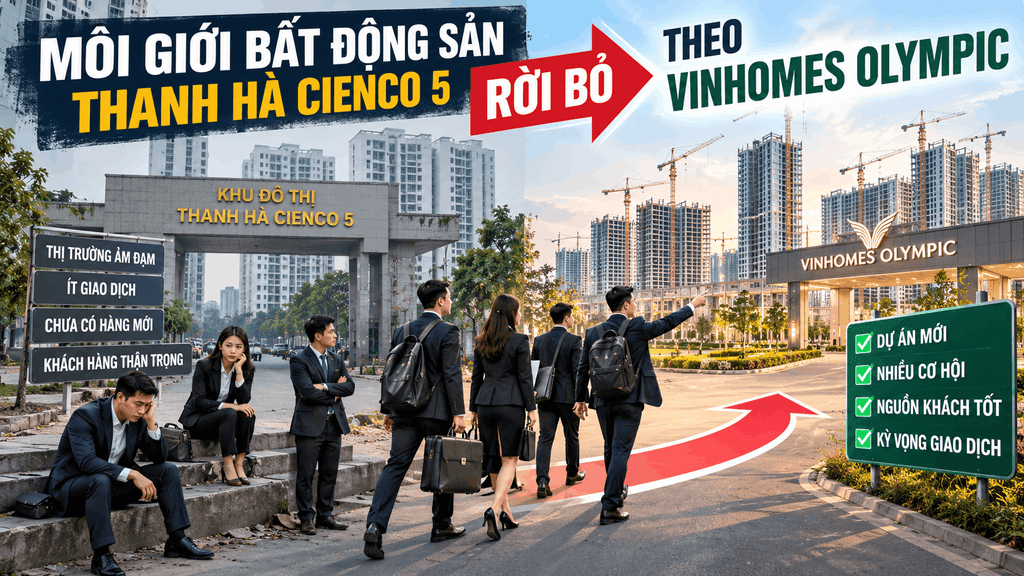 Môi giới bất động sản Thanh Hà Cienco 5 chuyển hướng sang Vinhomes Olympic trong bối cảnh thị trường giao dịch trầm lắng.